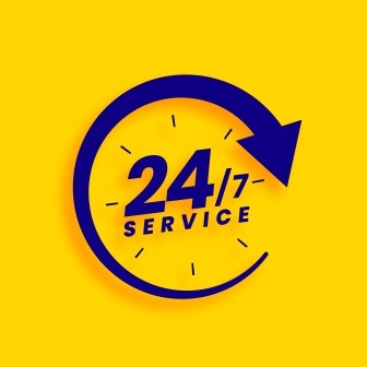 24/7 hours open helpline yellow template design
